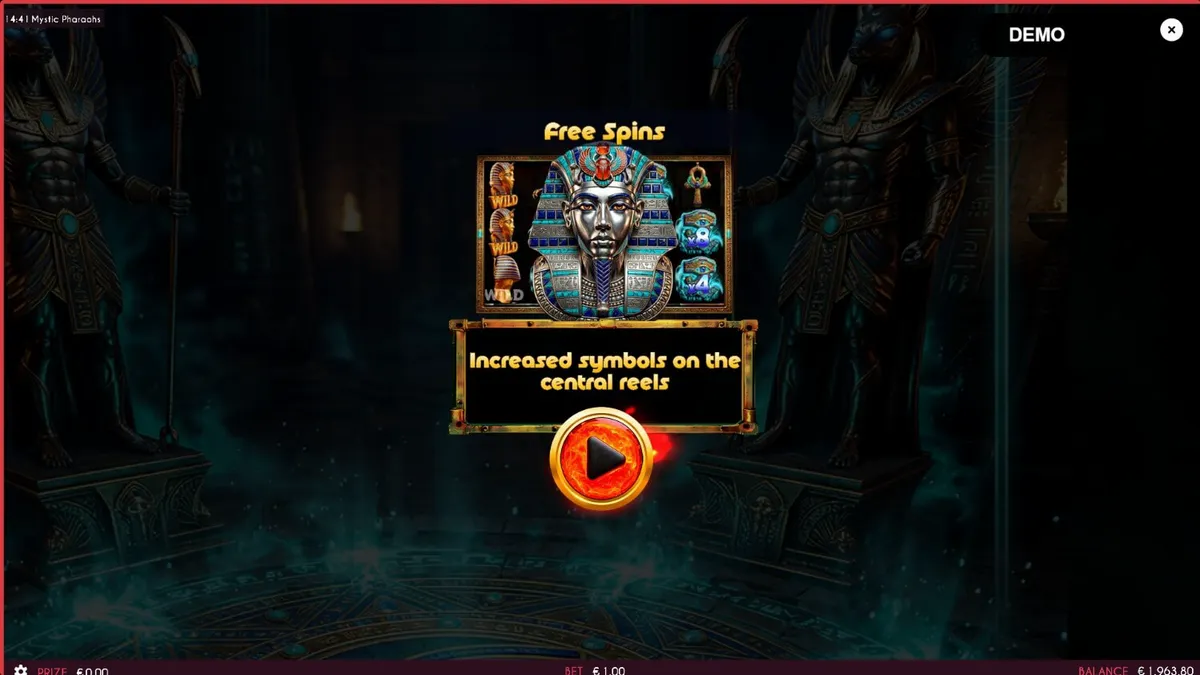 Tampilan visual slot Mystic Pharaoh dengan tema Mesir Kuno yang megah
